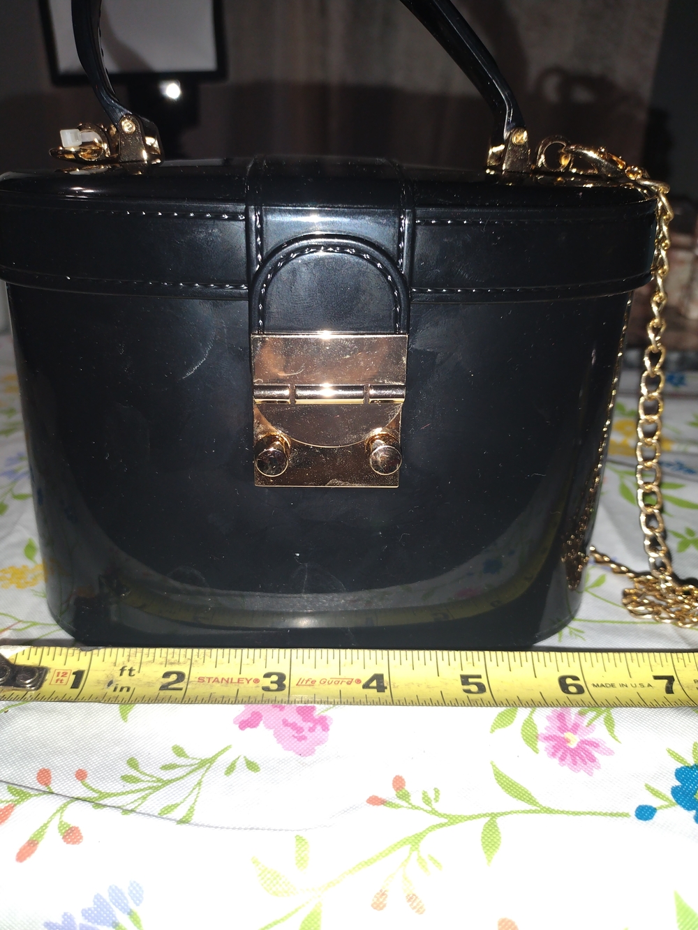 Black Women's Box Bag with Gold Hardware